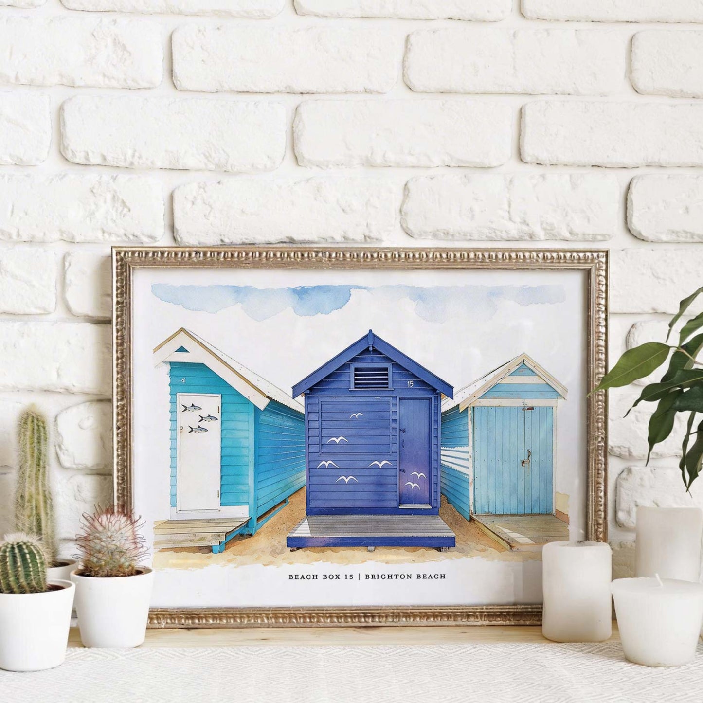 Framed artwork of custom beach box portrait