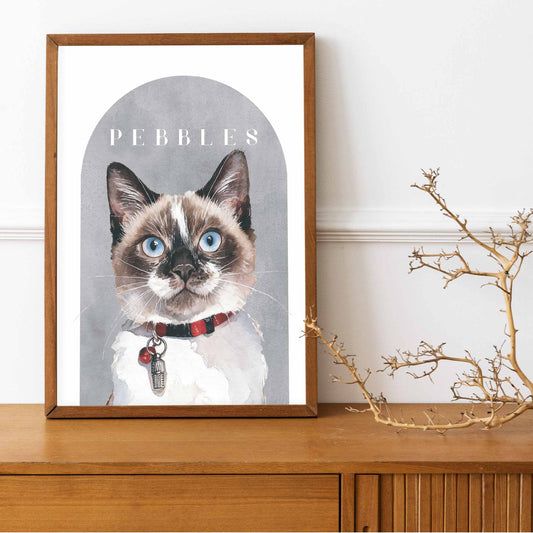 Custom pet portrait of a cat in lifestyle shot