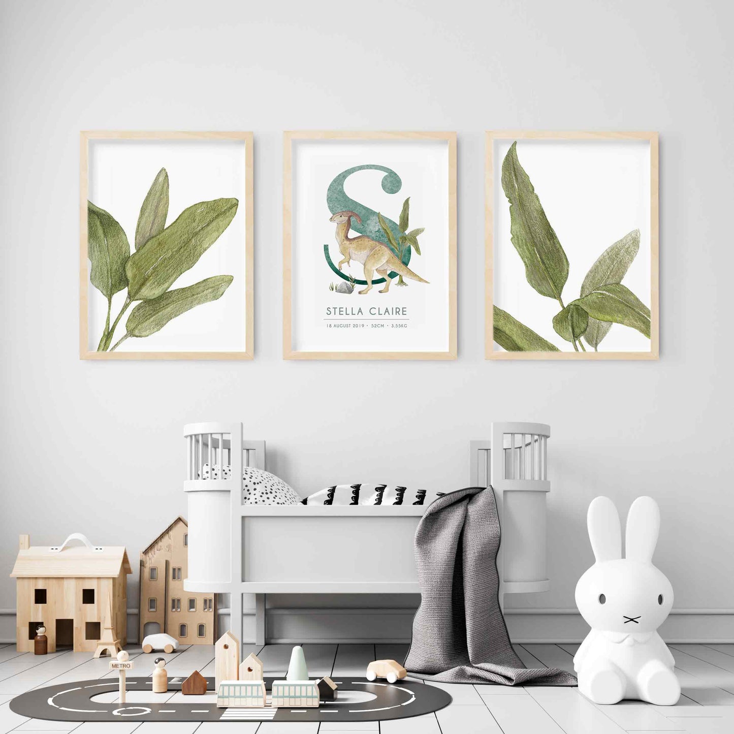 Personalized Dinosaur Kids' Art Print Set