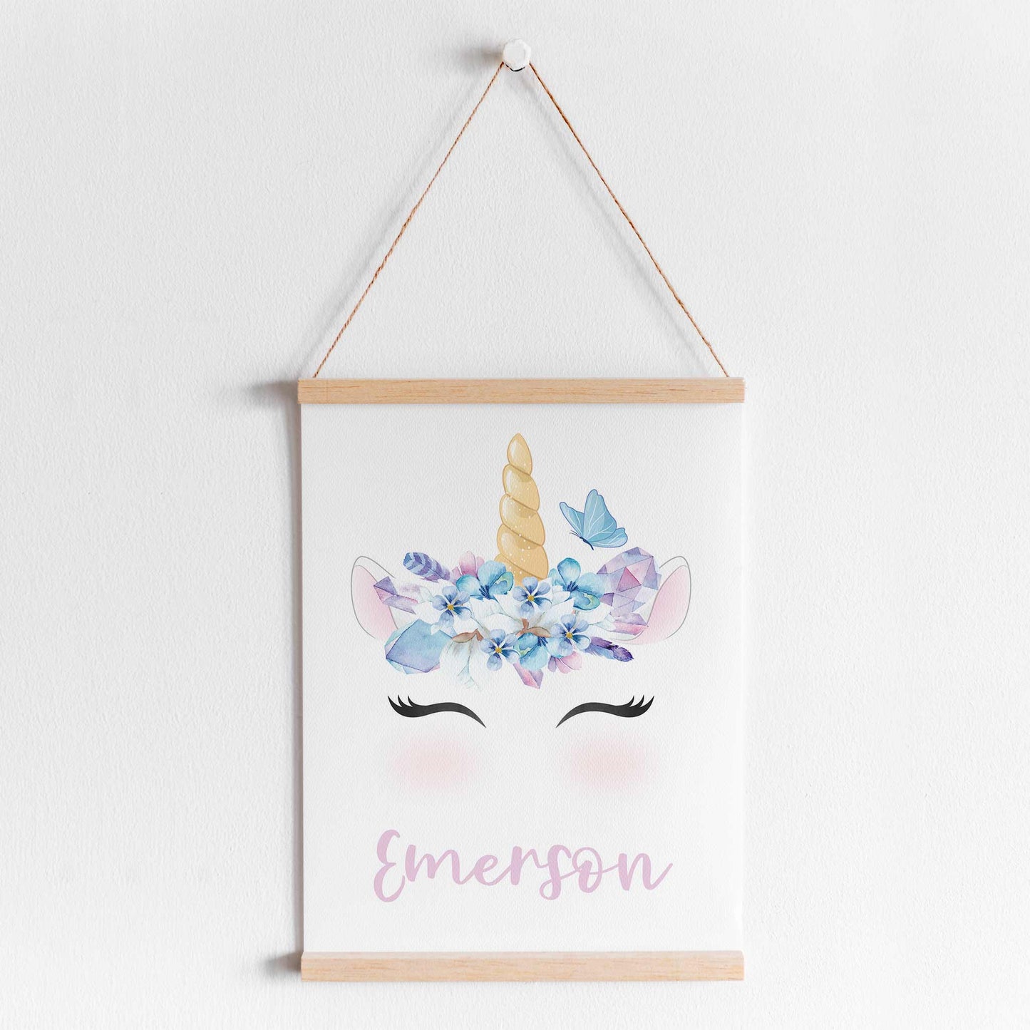 Unicorn Crown Personalised Name Print, Floral Violet Crystal